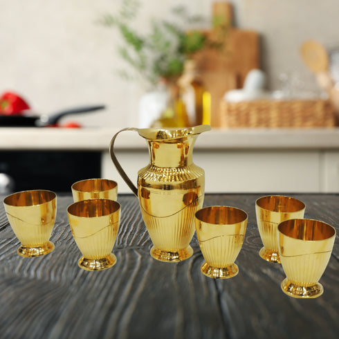 Brass Jug And 6 Glass Set 3.68 Kg
